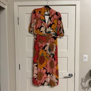 FARM Rio Floral Midi Dress - Red, Yellow, Pink
